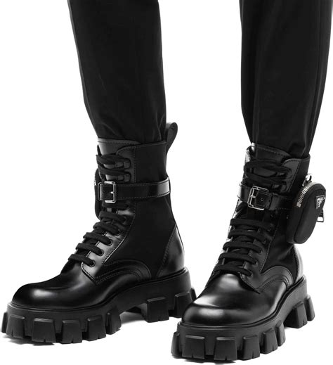 white prada boot|Prada ankle pouch combat boots.